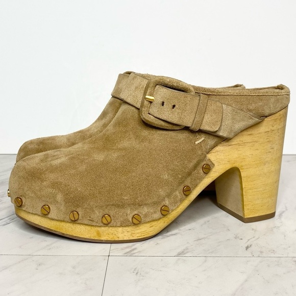 Veronica Beard Dacey Tan Suede Clog 9M